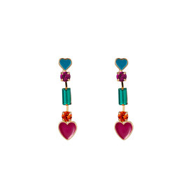 Oorbellen E3579-4 Heart drop stone rainbow - Day&Eve Oorbellen E3579-4 Heart drop stone rainbow - Day&Eve