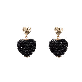 Oorbellen E3510-1 Beads heart black - Day&Eve Oorbellen E3510-1 Beads heart black - Day&Eve