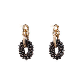 Oorbellen E2586-12 Beads link dark grey - Day&Eve Oorbellen E2586-12 Beads link dark grey - Day&Eve