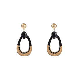 Oorbellen E3592-1 Gold dip drop black/grey - Day&Eve Oorbellen E3592-1 Gold dip drop black/grey - Day&Eve