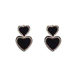 Oorbellen E3566-1 Seed bead heart earring black - Day&Eve Oorbellen E3566-1 Seed bead heart earring black - Day&Eve