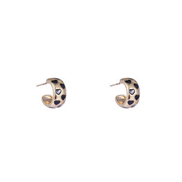 Oorbellen E3553-4 Small enamel heart hoops black - Day&Eve Oorbellen E3553-4 Small enamel heart hoops black - Day&Eve
