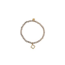 Armband B2950-34 open clover charm cloud grey - Day&Eve Armband B2950-34 open clover charm cloud grey - Day&Eve
