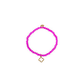 Armband B2950-41 open clover charm barbie pink- Day&Eve Armband B2950-41 open clover charm barbie pink- Day&Eve