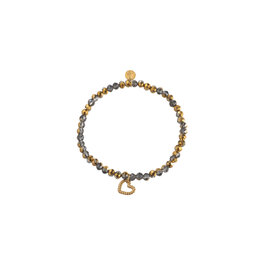 Armband B2950-45 open heart charm grey gold- Day&Eve Armband B2950-45 open heart charm grey gold- Day&Eve