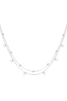 Dubbele ketting bolletjes en cirkels - zilver