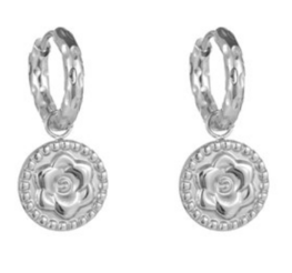 Oorbellen E1739-1 small flower ring zilver - Day&Eve Oorbellen E1739-1 small flower ring zilver - Day&Eve