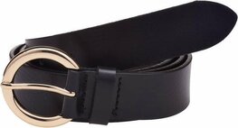 Riem leer plain belt zwart/goud - Elvy Fashion Riem leer plain belt zwart/goud - Elvy Fashion
