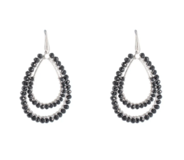 Oorbellen E3505-8 2 line beads drop zilver/zwart  - Day&Eve Oorbellen E3505-8 2 line beads drop zilver/zwart  - Day&Eve