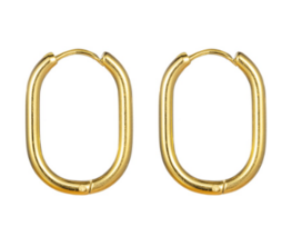 Oorbellen E1407-2 oval hoop goud - Day&Eve Oorbellen E1407-2 oval hoop goud - Day&Eve