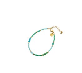 Armband TB3936-2 Seed stones bracelet blue goud - Day&Eve Armband TB3936-2 Seed stones bracelet blue goud - Day&Eve