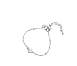 Armband TB3852-1 tiny bracelet lucky pearl leaf zilver - Day&Eve Armband TB3852-1 tiny bracelet lucky pearl leaf zilver - Day&Eve