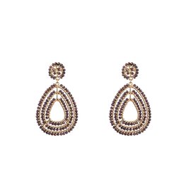 Oorbellen E3002-08 3 line beads drop purple - Day&Eve Oorbellen E3002-08 3 line beads drop purple - Day&Eve