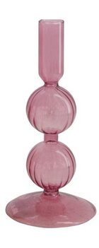 Kandelaar glas roze Kandelaar glas roze