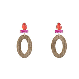 Oorbellen E3604-8 Stone oval coral - Day&Eve Oorbellen E3604-8 Stone oval coral - Day&Eve
