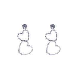 Oorbellen E4412-1 big dangling hearts zilver - Day&Eve Oorbellen E4412-1 big dangling hearts zilver - Day&Eve