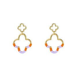 Oorbellen E4381-4 clover lila orange goud- Day&Eve Oorbellen E4381-4 clover lila orange goud- Day&Eve