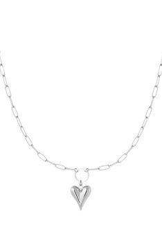 Geschakelde ketting met hartje - zilver Geschakelde ketting met hartje - zilver