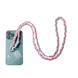 Telefoonkoord lang gevlochten mint/roze T4515-4 - Day&Eve Telefoonkoord lang gevlochten mint/roze T4515-4 - Day&Eve