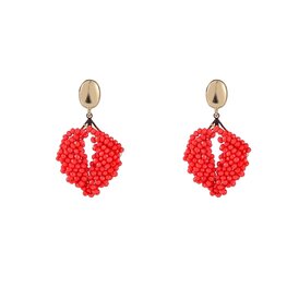 Oorbellen E4055-4 diamond shape beads Coral gold  - Day&Eve Oorbellen E4055-4 diamond shape beads Coral gold  - Day&Eve
