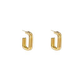 Oorbellen E4350-2 Double side oval hoop goud- Day&Eve Oorbellen E4350-2 Double side oval hoop goud- Day&Eve