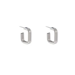 Oorbellen E4350-1 Double side oval hoop zilver - Day&Eve Oorbellen E4350-1 Double side oval hoop zilver - Day&Eve