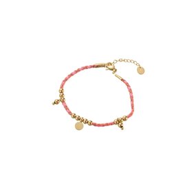 Armband B3897-5 rope and plate bead pink goud - Day&Eve Armband B3897-5 rope and plate bead pink goud - Day&Eve