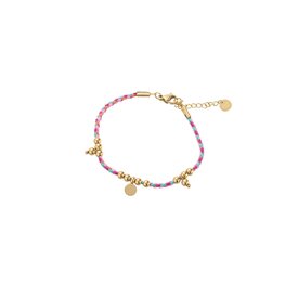Armband B3897-4 rope and plate bead fucsia goud - Day&Eve Armband B3897-4 rope and plate bead fucsia goud - Day&Eve