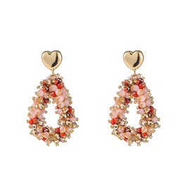 Oorbellen E3618-15 heart beads drop multi mix- Day&Eve Oorbellen E3618-15 heart beads drop multi mix- Day&Eve