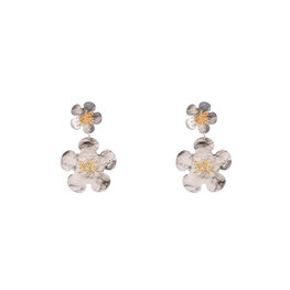 Oorbellen E4533-1 Double flower grey - Day&Eve Oorbellen E4533-1 Double flower grey - Day&Eve
