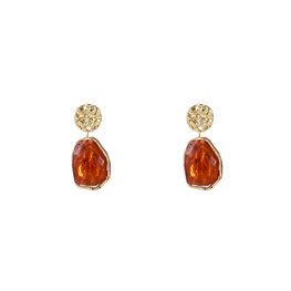 Oorbellen E4546-4 Oval glass dangle brown - Day&Eve Oorbellen E4546-4 Oval glass dangle brown - Day&Eve