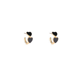 Oorbellen E4525-1 Hearts hoop black - Day&Eve Oorbellen E4525-1 Hearts hoop black - Day&Eve