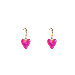 Oorbellen E4527-3 Hearts dangle hoop pink - Day&Eve Oorbellen E4527-3 Hearts dangle hoop pink - Day&Eve