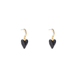 Oorbellen E4527-1 Hearts dangle hoop black - Day&Eve Oorbellen E4527-1 Hearts dangle hoop black - Day&Eve