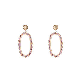 Oorbellen E4560-4 Hexagon dangle pink flower - Day&Eve Oorbellen E4560-4 Hexagon dangle pink flower - Day&Eve