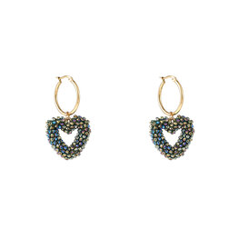 Oorbellen E4564-5 Hearts dangle hoop dark blue - Day&Eve Oorbellen E4564-5 Hearts dangle hoop dark blue - Day&Eve