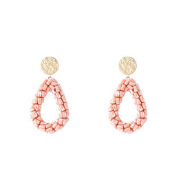 Oorbellen E4571-5 Long beads drop fucsia  - Day&Eve Oorbellen E4571-5 Long beads drop fucsia  - Day&Eve