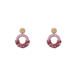 Oorbellen E4567-3 Threaded beads round lila - Day&Eve Oorbellen E4567-3 Threaded beads round lila - Day&Eve