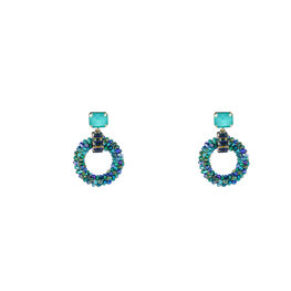 Oorbellen E4660-3 Big beaded circle blue - Day&Eve Oorbellen E4660-3 Big beaded circle blue - Day&Eve