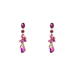 Oorbellen E4655-4 Flowery stones fucsia - Day&Eve Oorbellen E4655-4 Flowery stones fucsia - Day&Eve