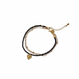 Armband B4780-1 Heart line bracelet goud + black - Day&Eve Armband B4780-1 Heart line bracelet goud + black - Day&Eve