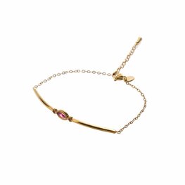 Armband B4775-4 Oval stone bracelet goud + fucsia - Day&Eve Armband B4775-4 Oval stone bracelet goud + fucsia - Day&Eve