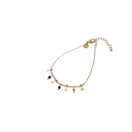 Armband B4760-3 Beads + petals bracelet goud + black - Day&Eve Armband B4760-3 Beads + petals bracelet goud + black - Day&Eve
