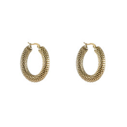 Oorbellen E4890-2 Checkered hoop goud - Day&Eve Oorbellen E4890-2 Checkered hoop goud - Day&Eve