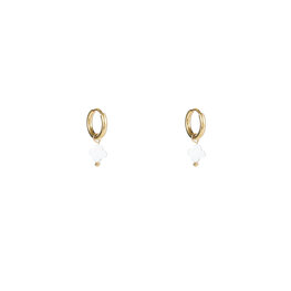 Oorbellen E4902-2 Mother of pearl clover hoop goud - Day&Eve Oorbellen E4902-2 Mother of pearl clover hoop goud - Day&Eve