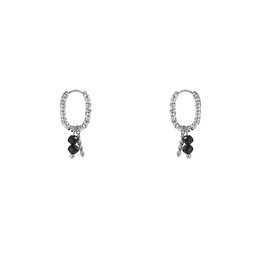 Oorbellen E4827-1 swirl + bead hoop zilver zwart - Day&Eve Oorbellen E4827-1 swirl + bead hoop zilver zwart - Day&Eve