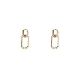 Oorbellen E4835-2 stone hoop dangle goud - Day&Eve Oorbellen E4835-2 stone hoop dangle goud - Day&Eve