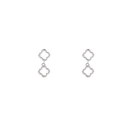 Oorbellen E4838-1 double clover earring zilver - Day&Eve Oorbellen E4838-1 double clover earring zilver - Day&Eve