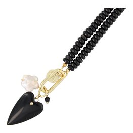 Ketting halfedelsteen donut onyx met bedels FJ7366 - Fushi Ketting halfedelsteen donut onyx met bedels FJ7366 - Fushi
