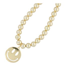 Ketting 8mm 14krt verguld goud met gouden smiley xxl FJ7934 - Fushi Ketting 8mm 14krt verguld goud met gouden smiley xxl FJ7934 - Fushi